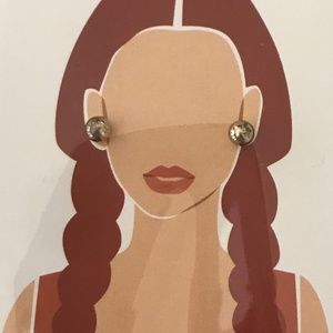 Gold Stud Earrings Simple on Diversity Beautiful Woman Card